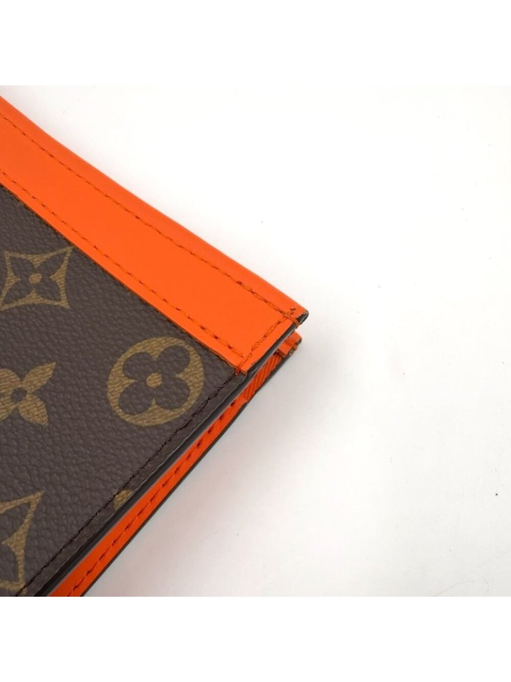 Louis Vuitton Pochette Voyage MM Monogram Macassar Leather Orange Brown Clutch - Picture 10 of 15